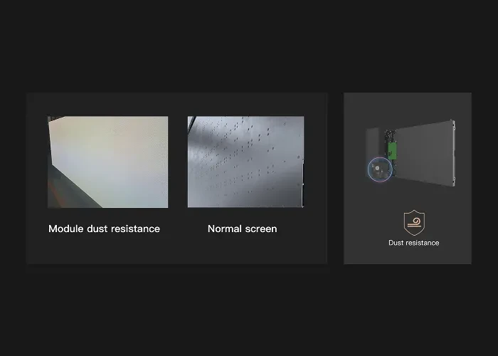 Black screen stays dust‑free*, keeping screens in public areas cleaner.